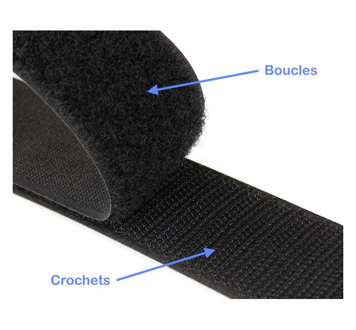 Bande Velcro Crochet Rugueux Mâle Noir Couture 2 Cm De Haut